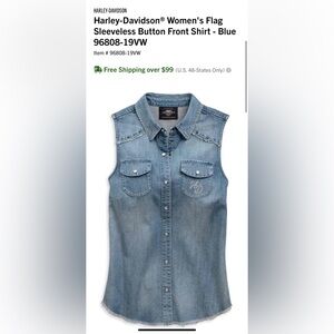 Harley-Davidson® Women's Flag Sleeveless Shirt - Blue Indigo,
96808-19VW size M